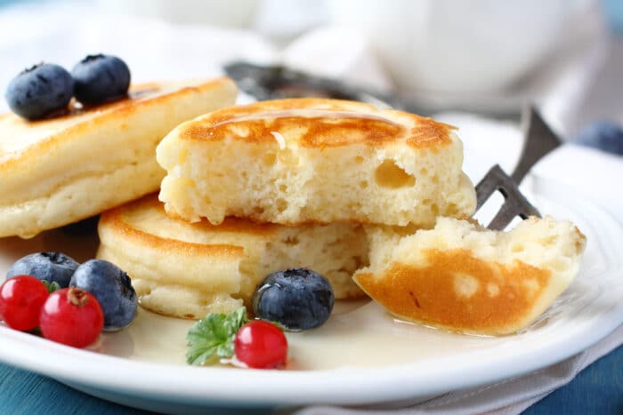 bite taken out of a pancake